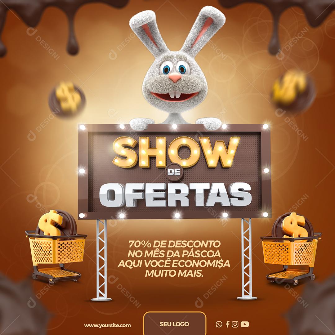 Social Media Show De Ofertas 70% De Descontos No Mês Da Páscoa PSD Editável