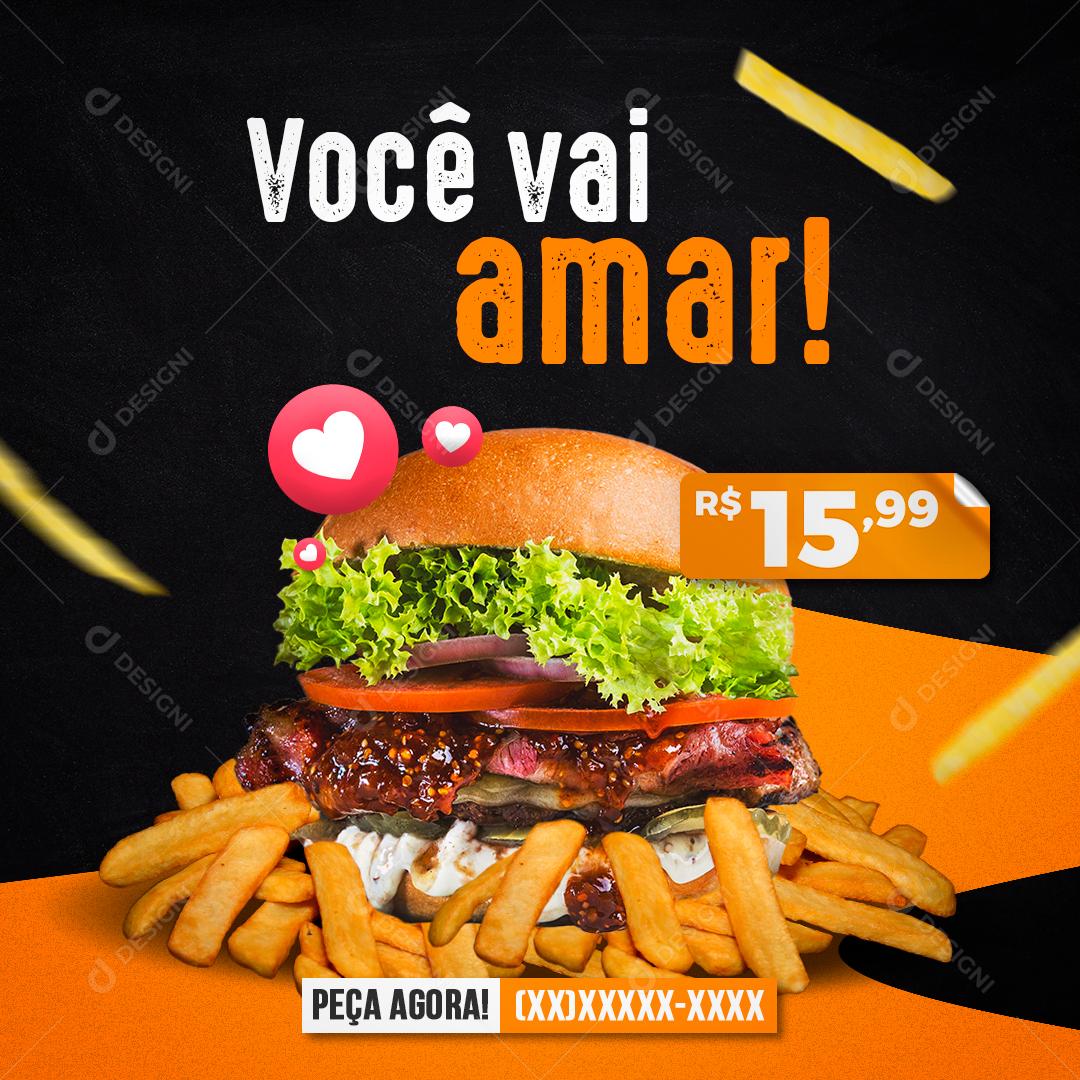 Social Media You will love Hamburger PSD Editable