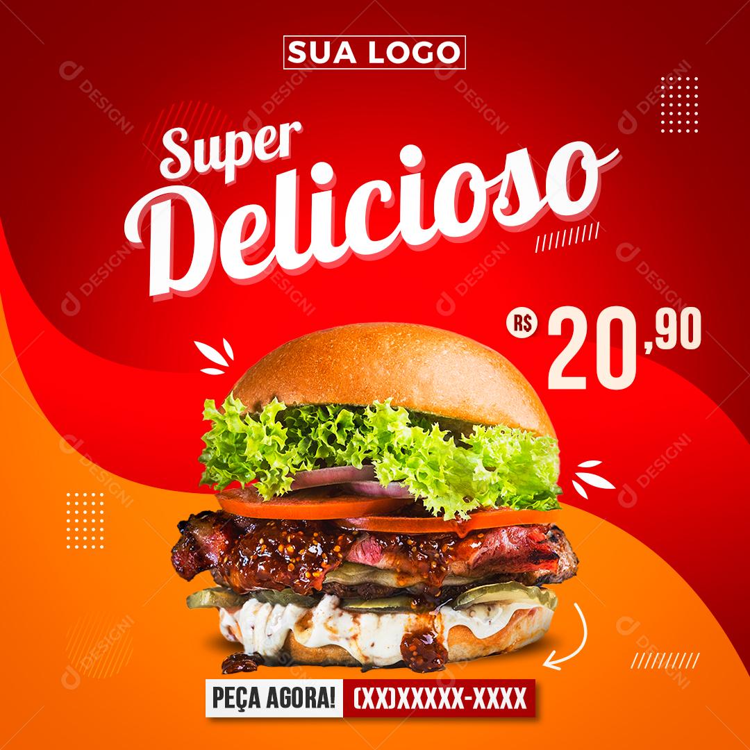 Social Media Super Delicioso Hambúrgueria PSD Editável