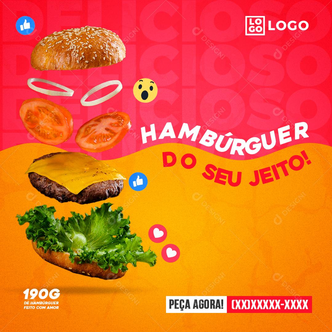 Social Media Hambúrguer do seu jeito Hambúrgueria PSD Editável