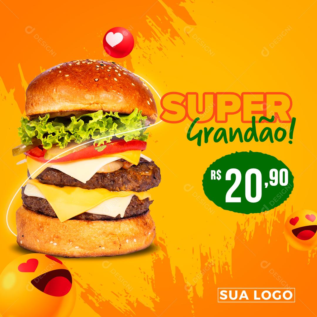 Social Media Super Grandão Hambúrgueria PSD Editável