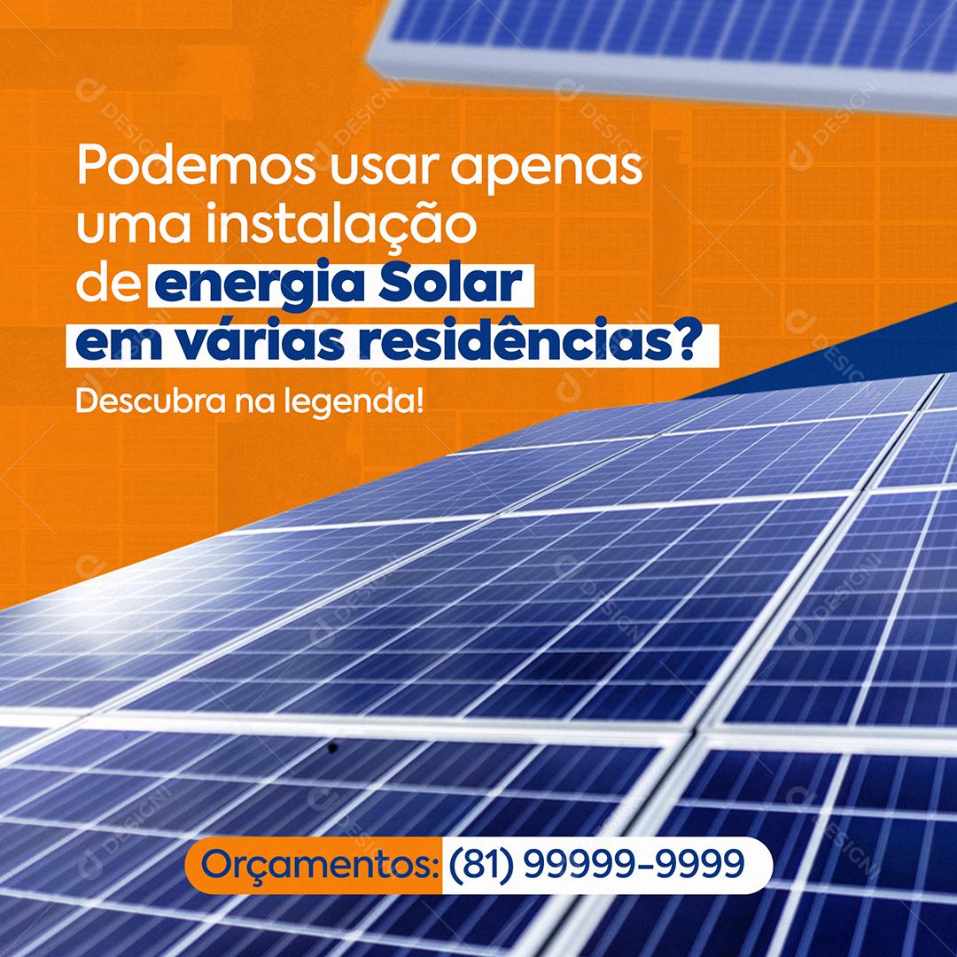 Social Media Podemos Usar Apenas Uma Instalação de Energia Solar PSD Editável