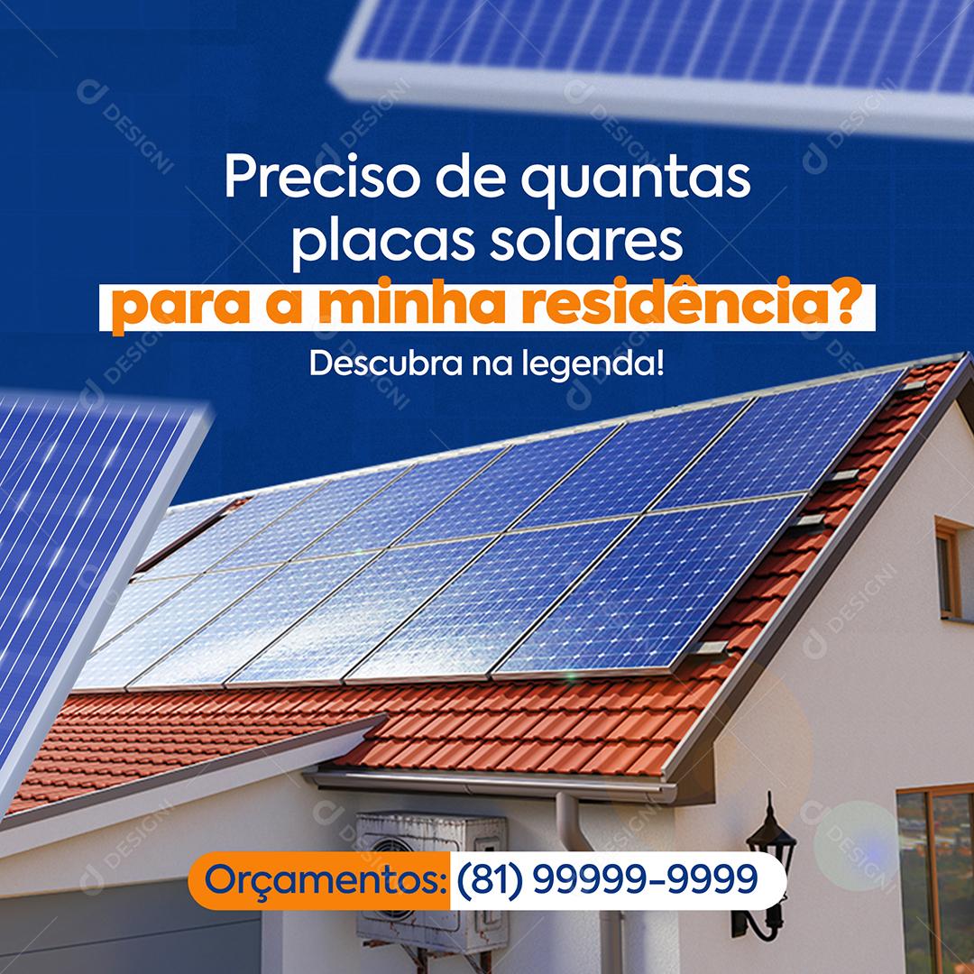 Social Media Preciso De Quantas Placas Solares Energia Solar PSD Editável