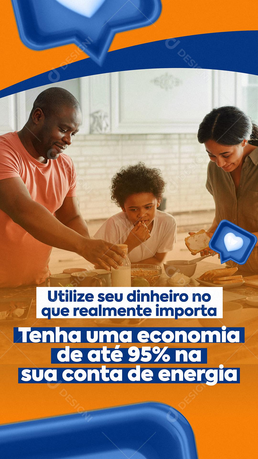 Energia Solar Tenha Uma Economia De Até 95% na Sua Conta Social Media PSD Editável