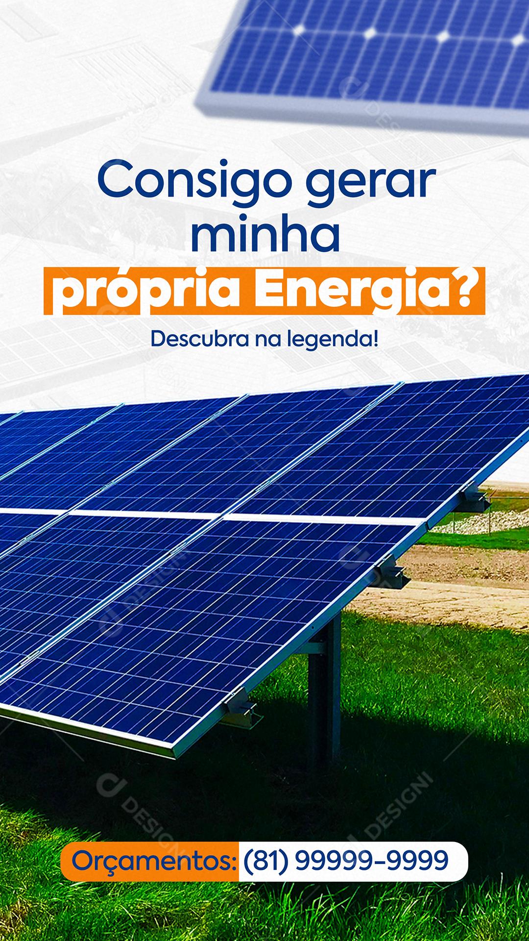 Energia Solar Consigo Gerar Minha Própria Energia Descubra Social Media PSD Editável