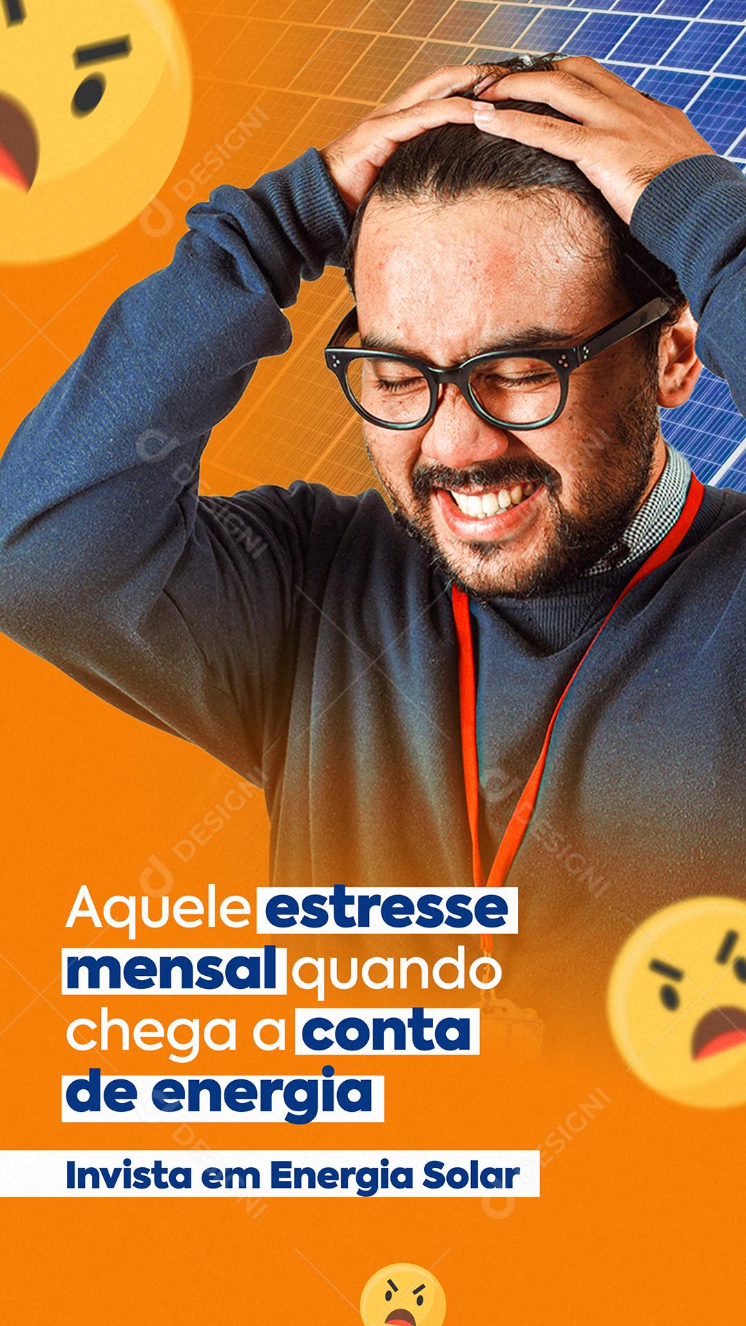 Energia Solar Aquele Estresse Mensal Quando Chegar A Conta Social Media PSD Editável
