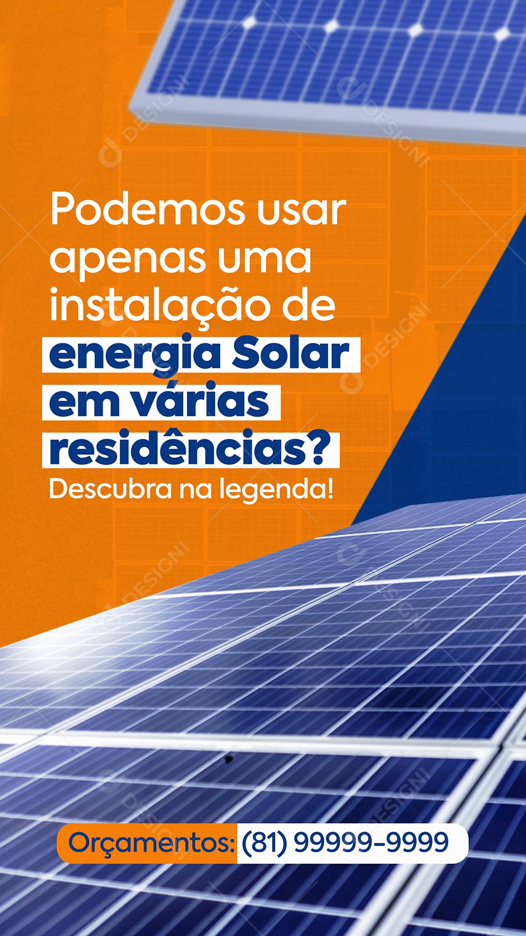 Social Media Podemos Usar Apenas Uma Instalação de Energia Solar PSD Editável