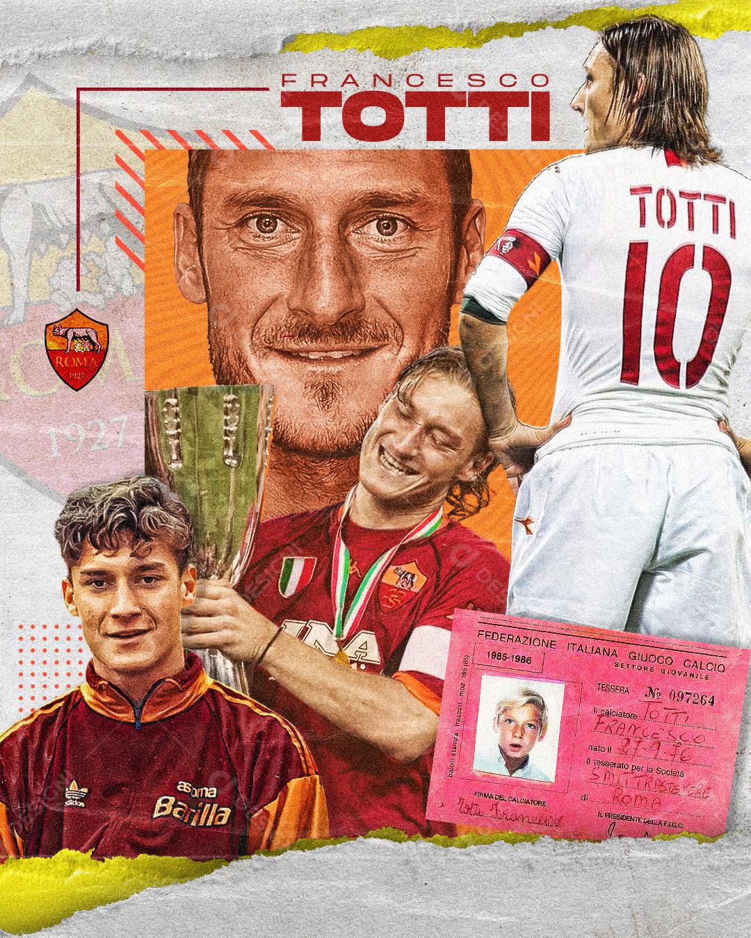 Flyer Jogador de Futebol Francesco Totti Social Media PSD Editável