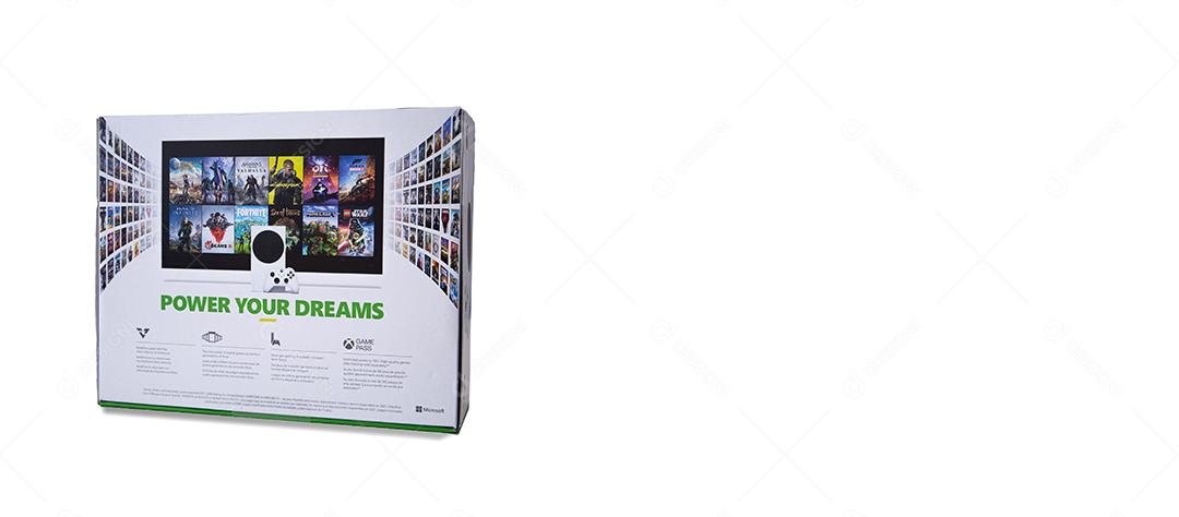 São Paulo, Brasil - 03, 2022: Novo console de videogame Xbox Series S.