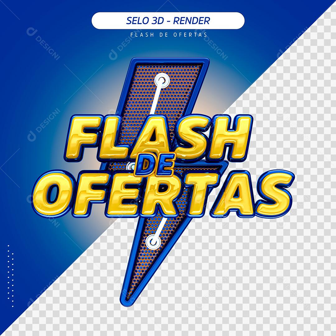 Selo 3D Flash de Ofertas Azul Para Composição PSD