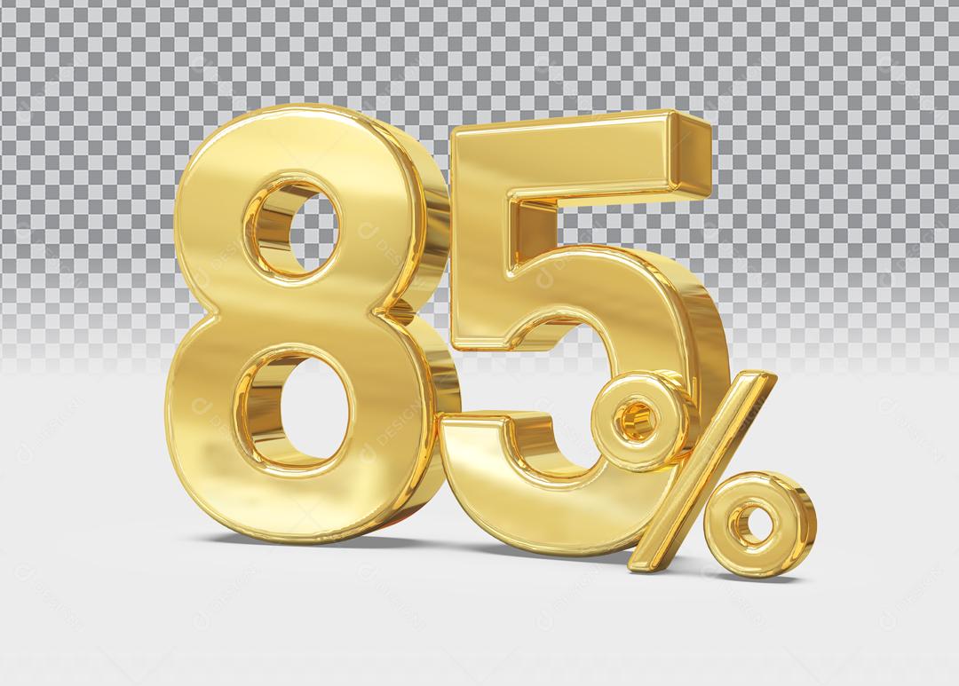 3D Number 85% Golden For Composition PSD