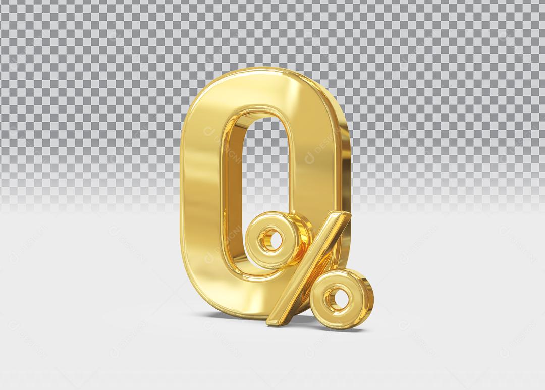 Número 3D 0% Para Composição PSD