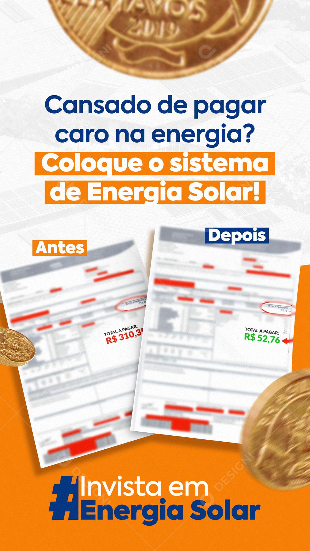 Cansado De Pagar Caro Na Energia Coloque o Sistema De Energia Solar Social Media PSD Editável