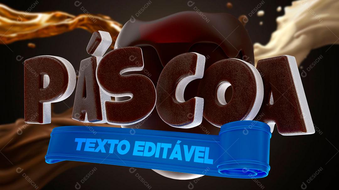 Selo 3D Para Composição Páscoa De Chocolates PSD Editável