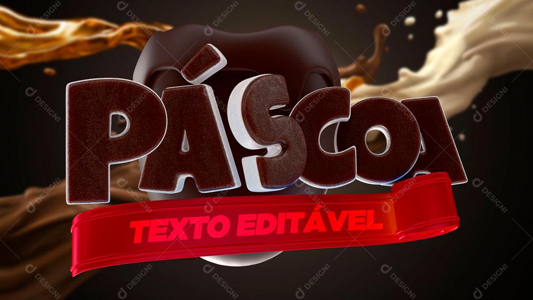 Selo 3D Para Composição Páscoa De Chocolates PSD Editável