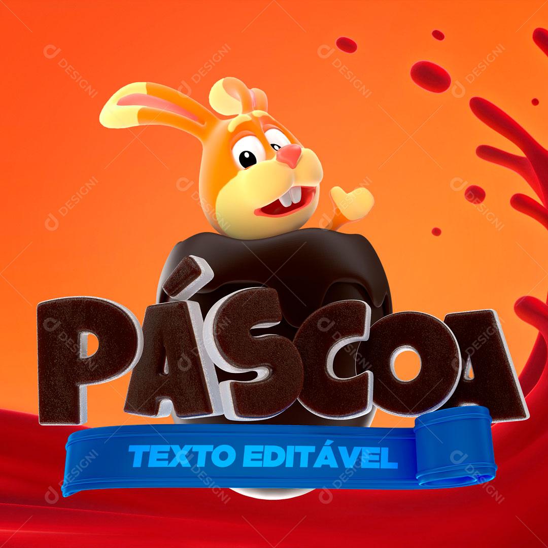 Selo 3D Para Composição Páscoa De Chocolates PSD Editável