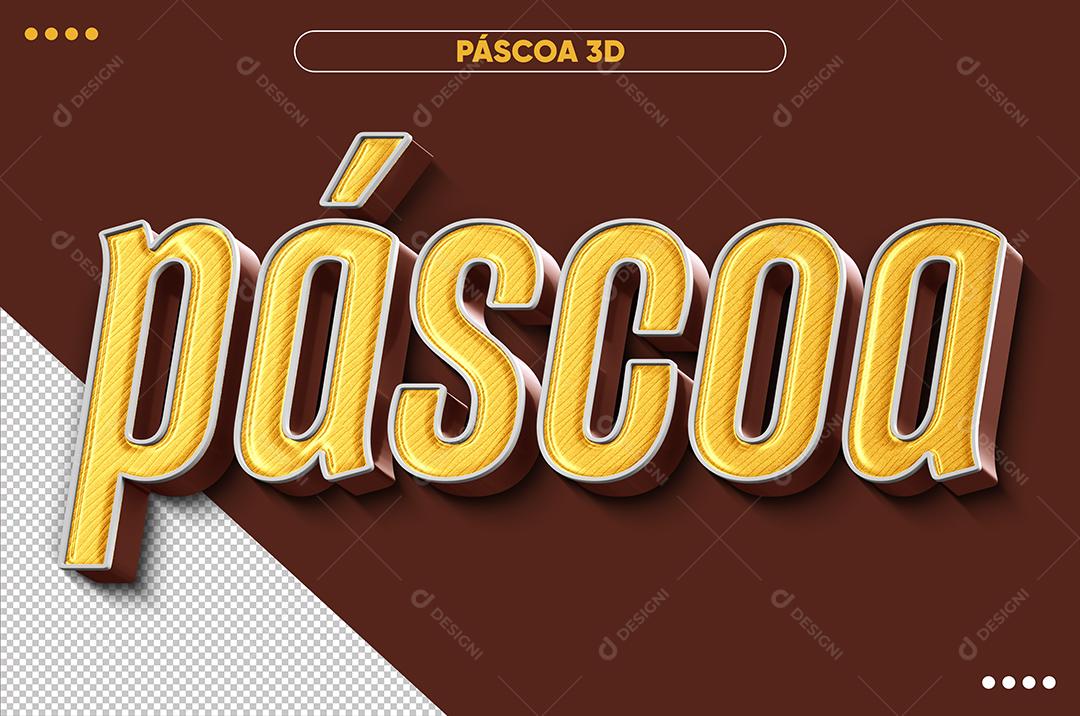 Páscoa 3D Texto Amarelo Para Composição PSD