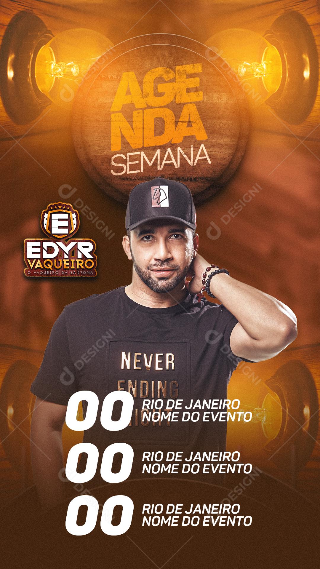 Flyer Agenda Semana Edyr Vaqueiro Social Media PSD Editável