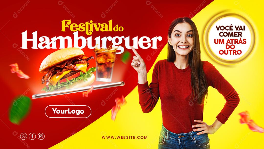 Festival do Hamburguer Hambúrgueria Social Media PSD Editável