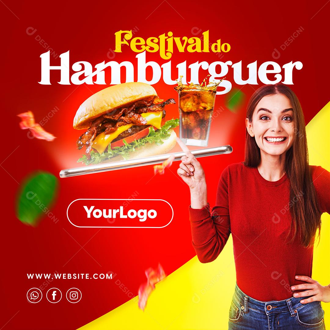 Social Media Festival do Hamburguer Hambúrgueria PSD Editável