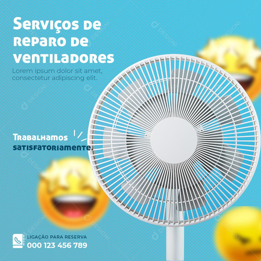 Serviços de Reparo de Ventiladores Social Media PSD Editável