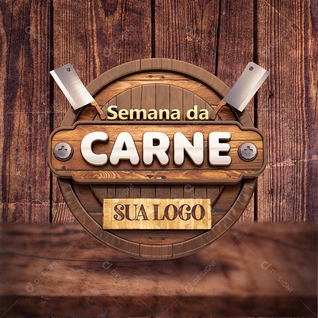 Selo 3D Semana Da Carne Para Composição PSD