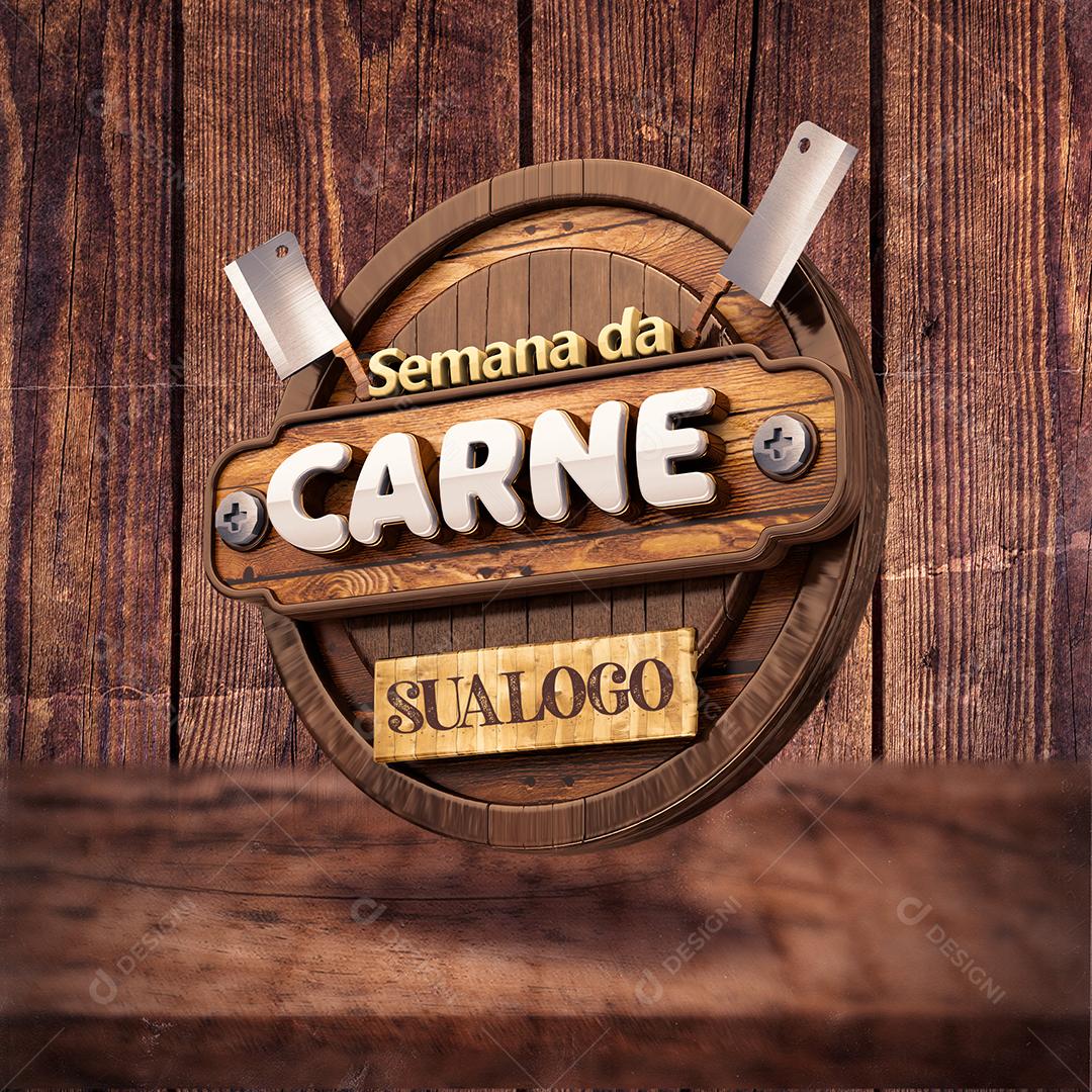Selo 3D Semana Da Carne Para Composição PSD