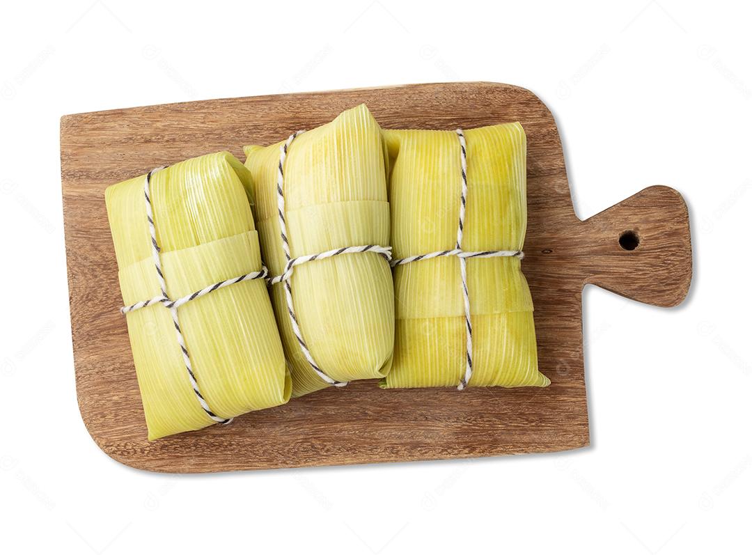 Pamonha, comida típica brasileira de milho. Isolamento de comida do festival de junho