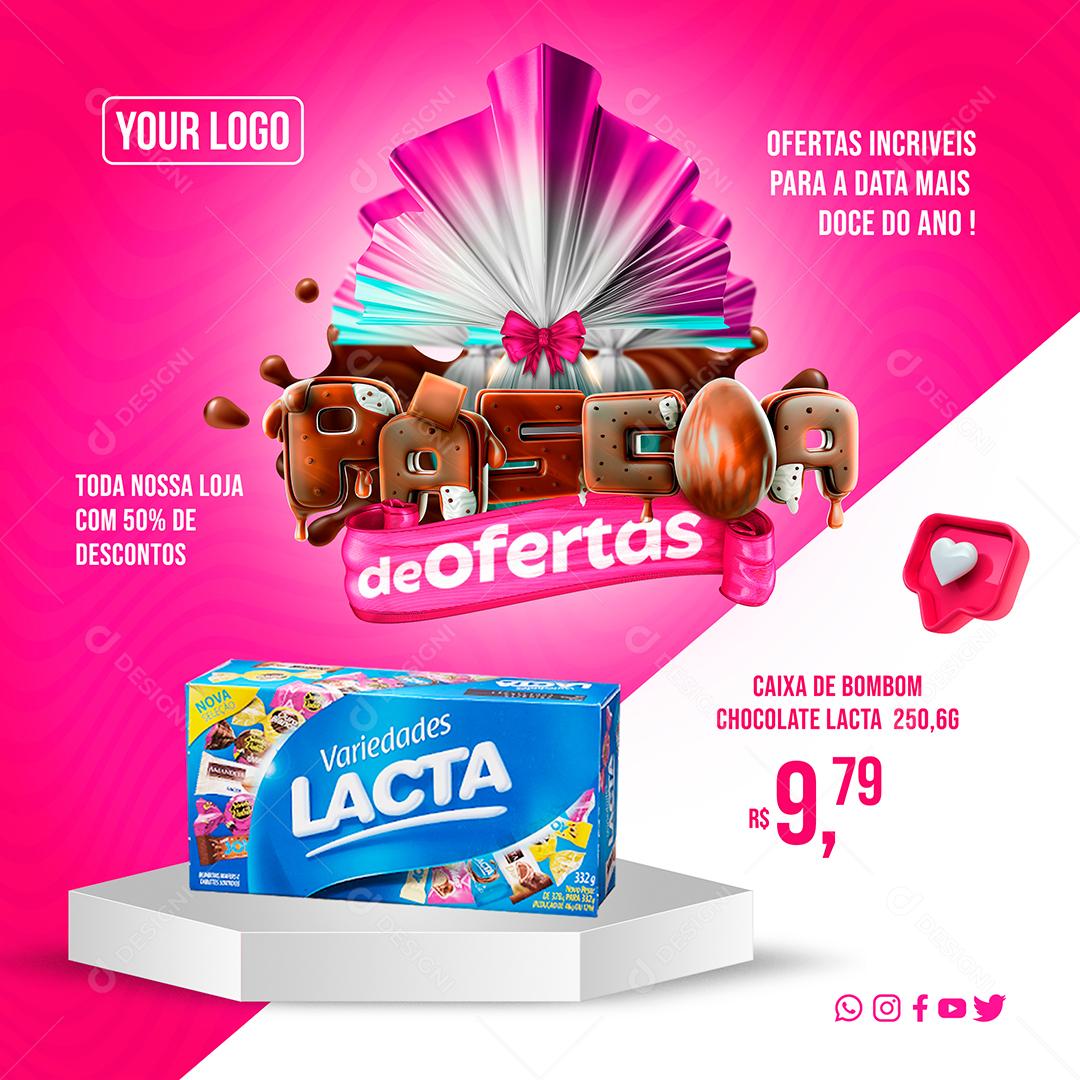 Social Media Páscoa De Ofertas Toda Nossa Loja Com 50% De Desconto PSD Editável