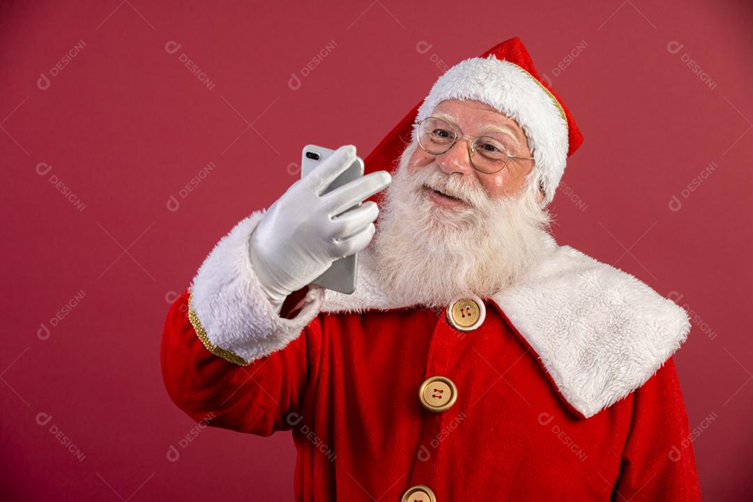 Elegante na moda avô envelhecido maduro Santa tradição traje de inverno headwear óculos barba branca