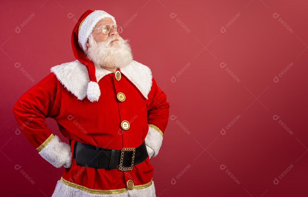 Papai Noel em fundo vermelho  Arte da bandeira.