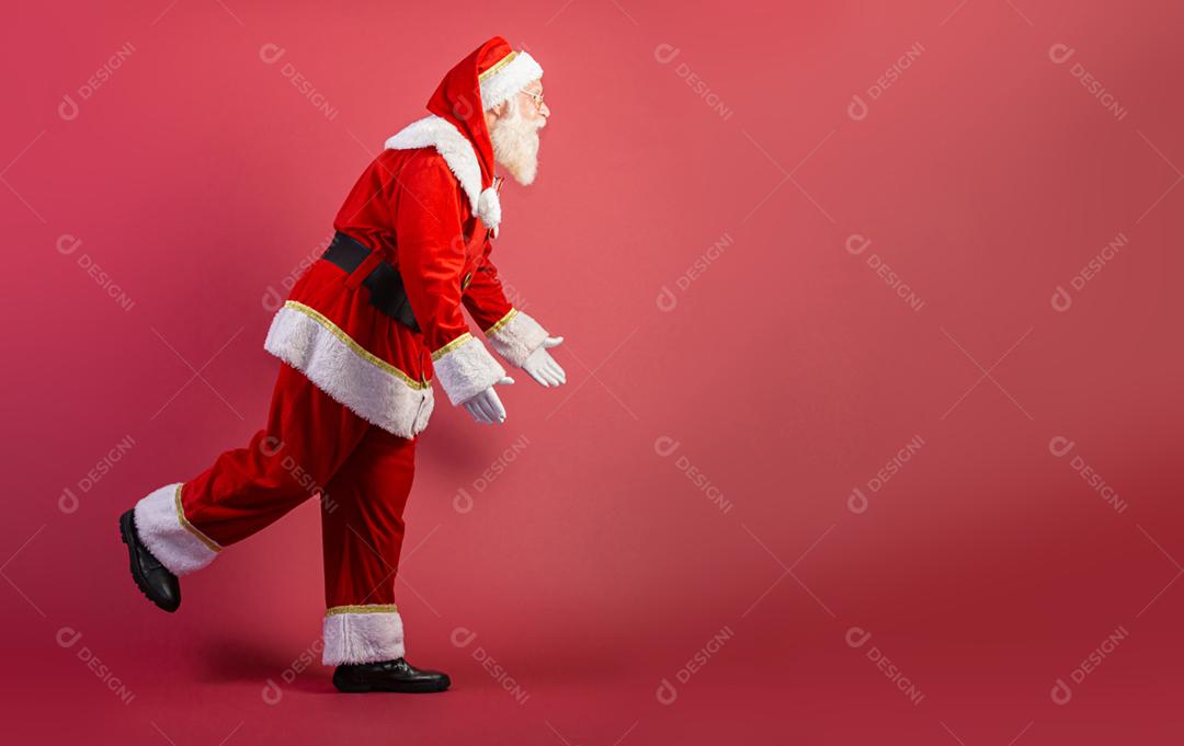 Papai Noel em fundo vermelho  Arte da bandeira.