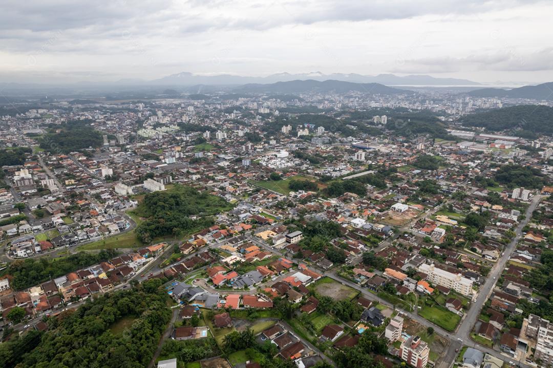 Vista aérea da cidade de Joinville, Santa Catarina, Brasil.