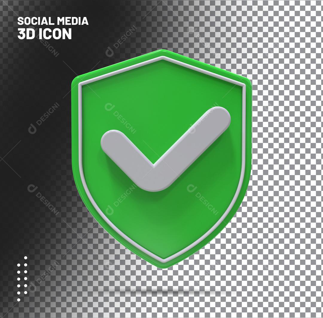 Elemento 3D De Seguro Verde Para Composição PSD