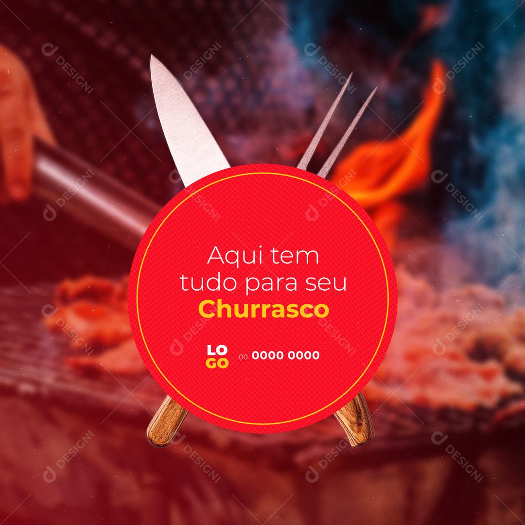 Social Media Supermercado Aqui Tem Tudo Para Seu Churrasco PSD Editável