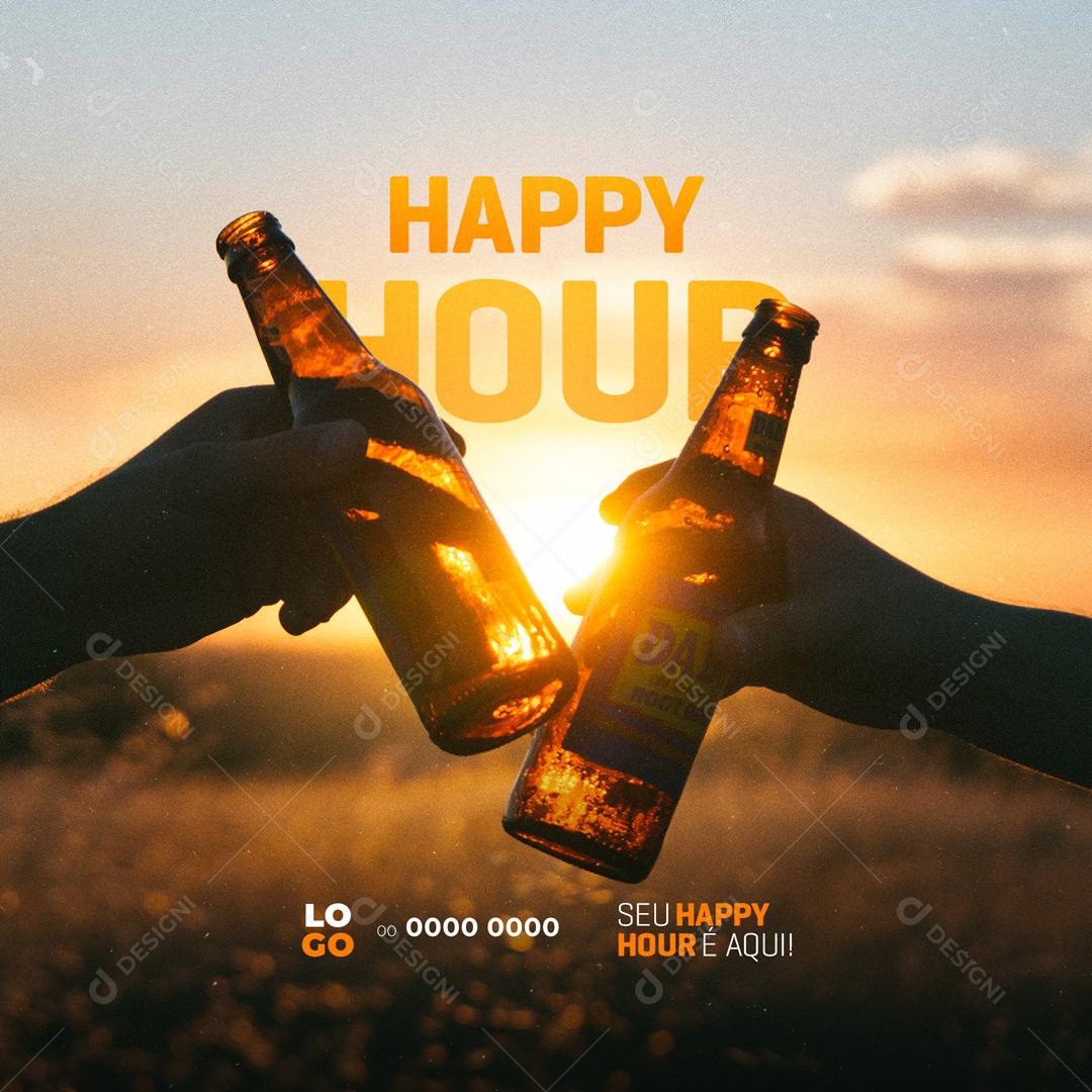 Social Media Bebidas Cerveja Happy Hour PSD Editável