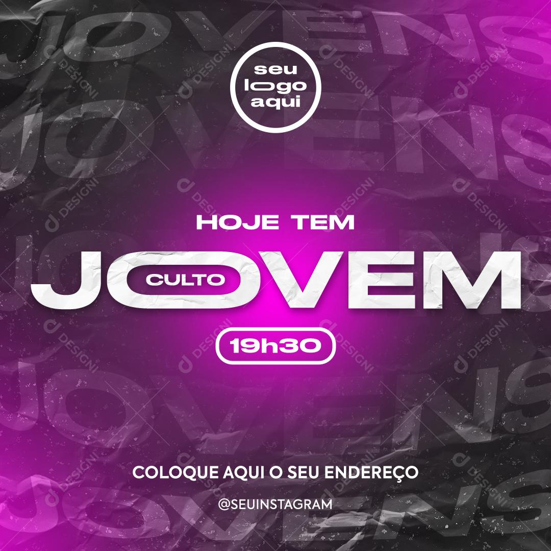 Hoje Tem Culto Dos Jovens Social Media PSD Editável