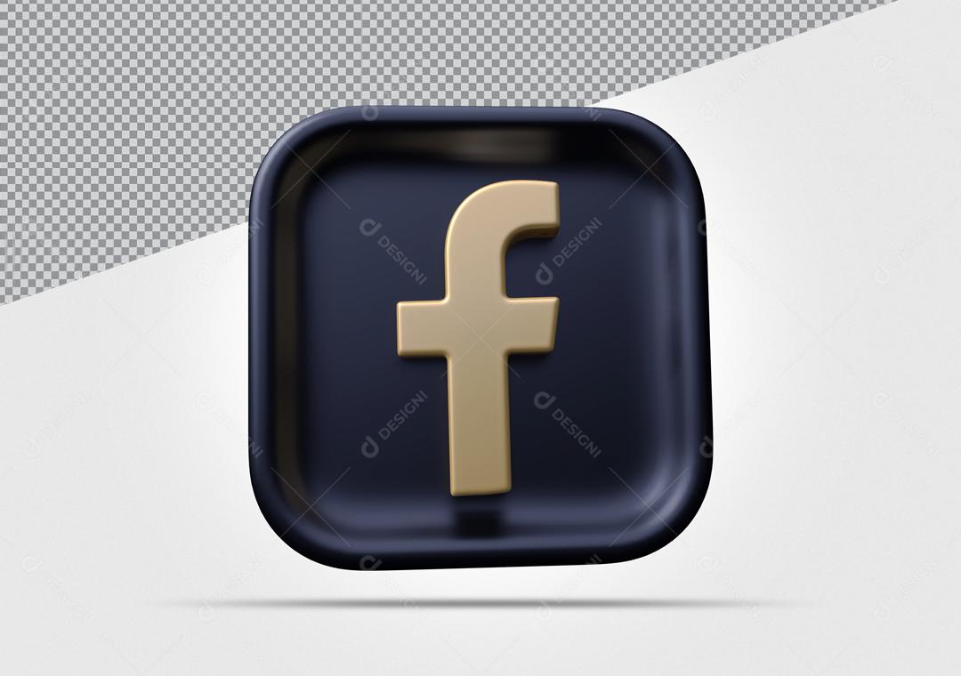 ícone Facebook 3D Preto Elemento Para Composição PSD