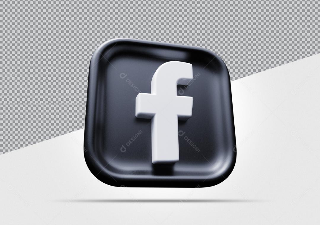 ícone 3D Facebook Elemento Para Composição PSD
