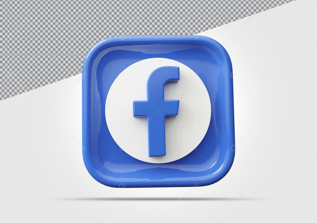 ícone 3D Facebook Elemento Para Composição PSD