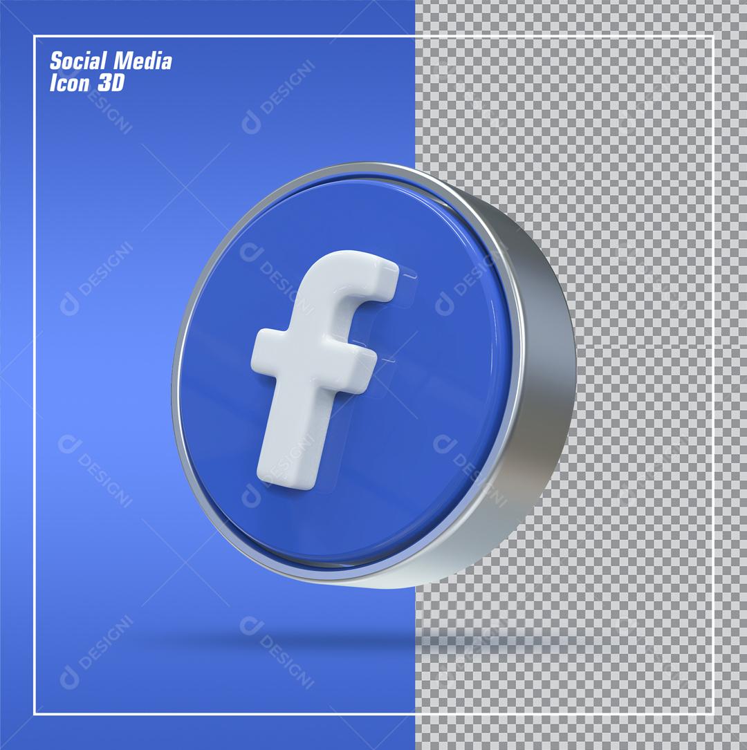 ícone Facebook 3D Elemento Para Composição PSD