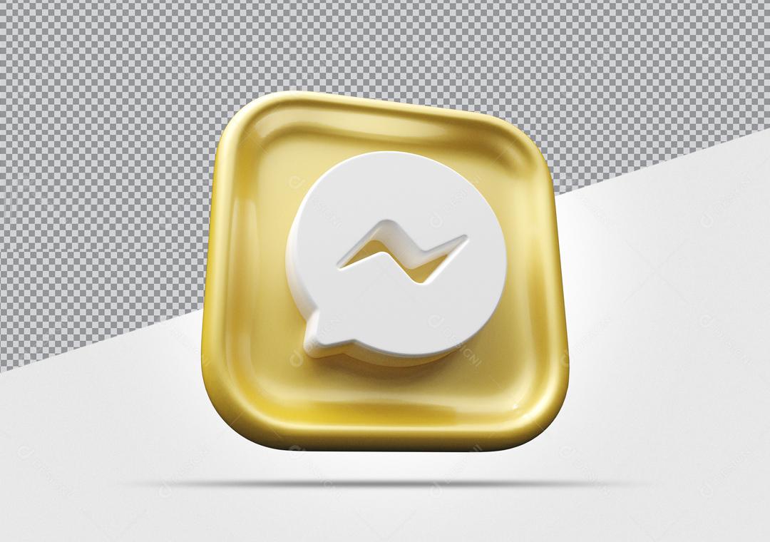 Ícone 3D Menssenger Dourado Elemento Para Composição PSD