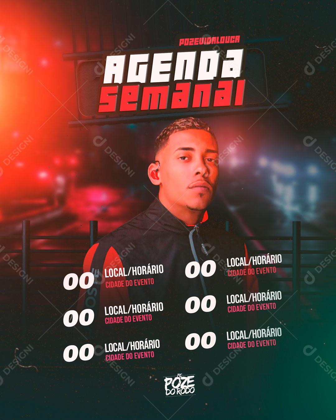 Flyer Agenda Semanal Poze Do Rodo Social Media PSD Editável