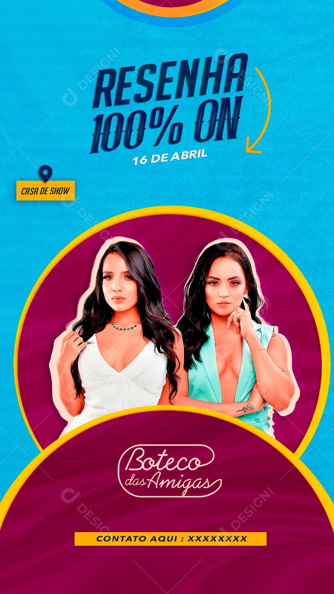 Flyer Resenha 100% On Boteco Das Amigas Social Media PSD Editável