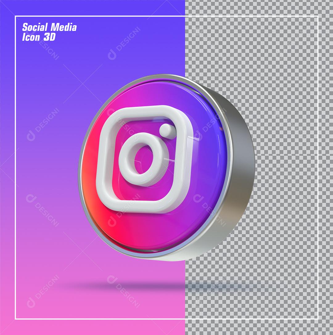 ícone Instagram 3D Roxo Para Composição PSD