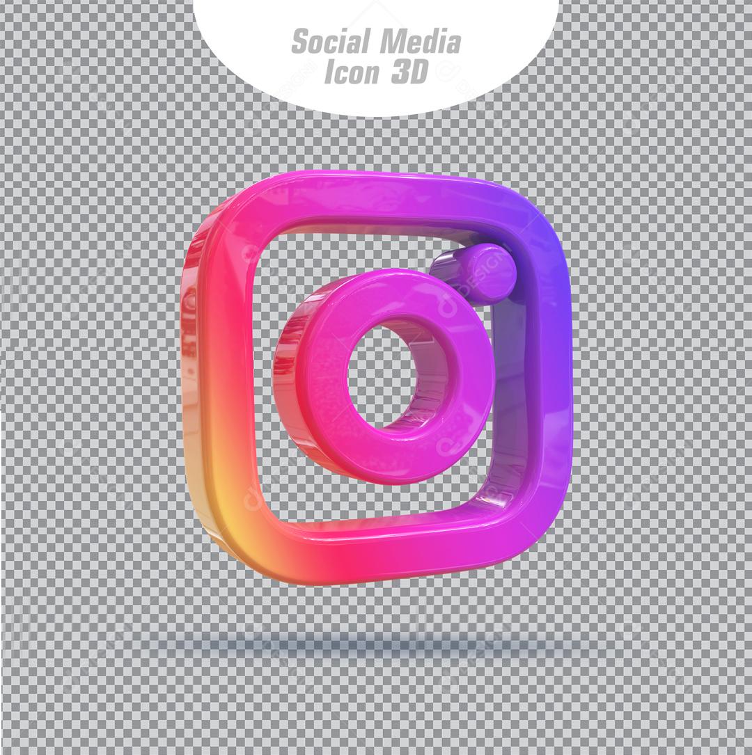 ícone Instagram 3D Roxo Para Composição PSD