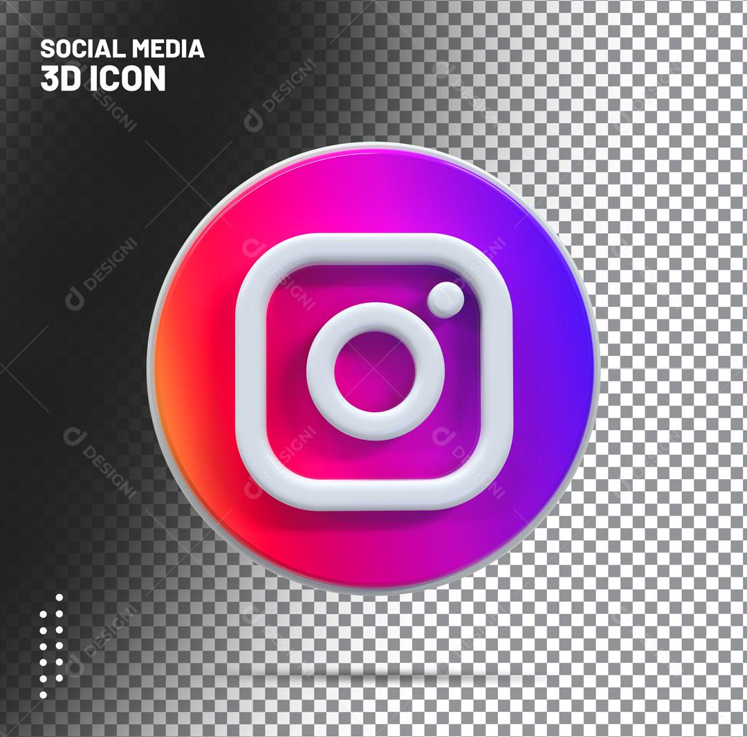 ícone Instagram 3D Roxo Para Composição PSD