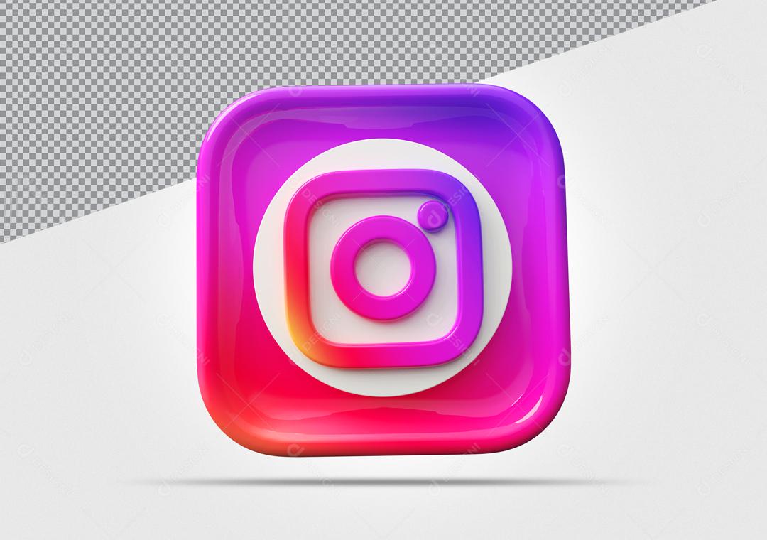 ícone Instagram 3D Roxo Para Composição PSD