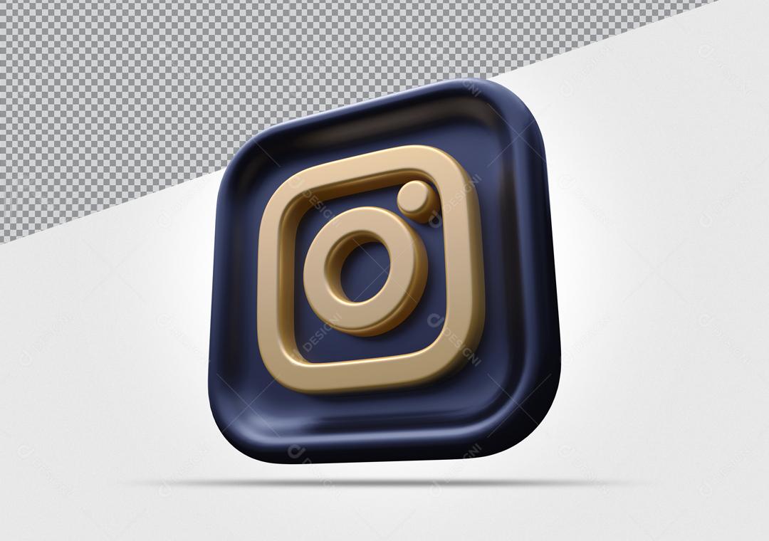 ícone Instagram 3D Preto Para Composição PSD