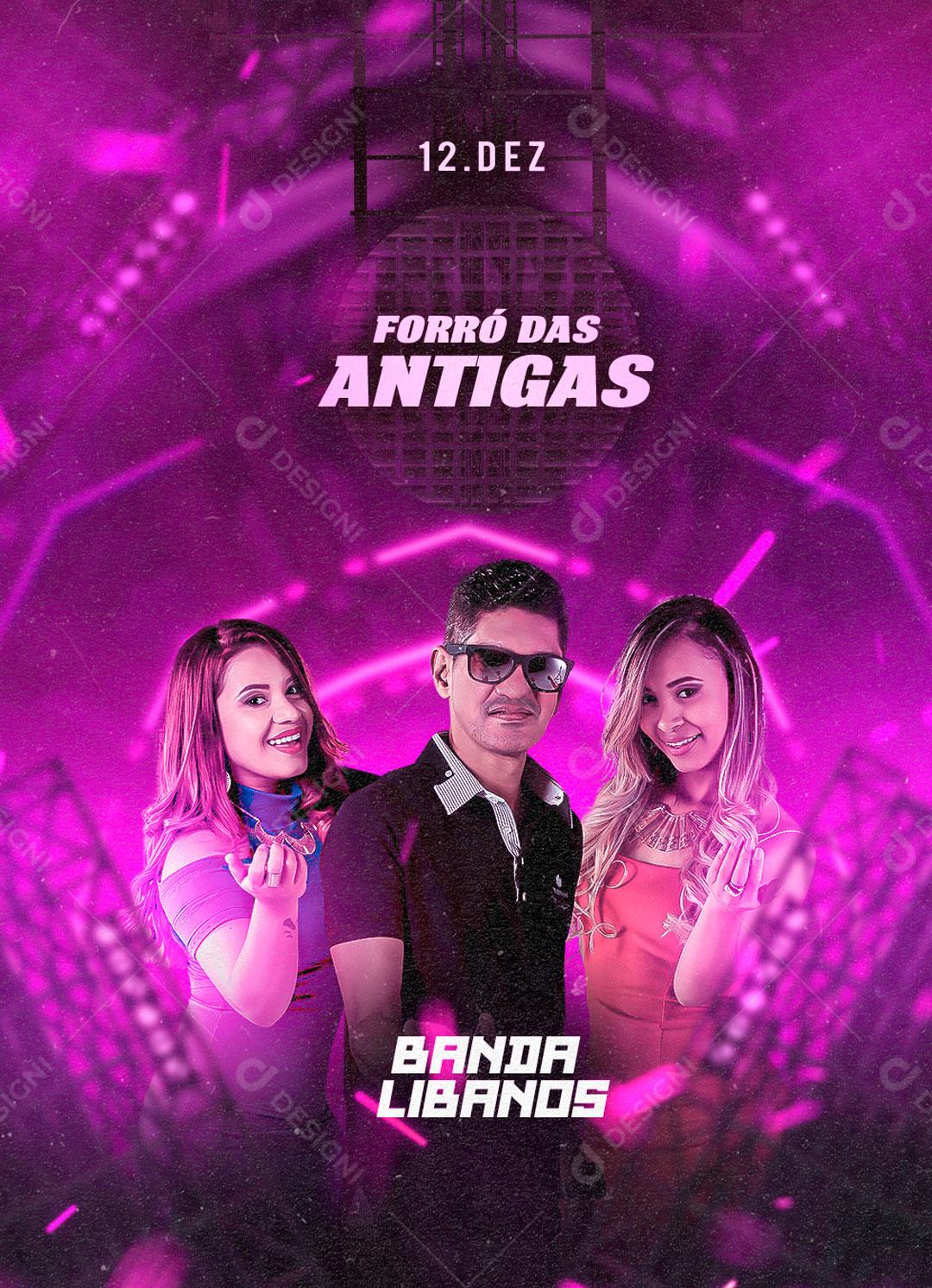 Flyer Show Festas Forró Antigas Banda Libands Social Media PSD Editável